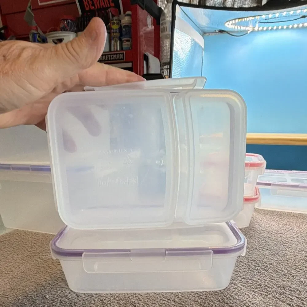 Snapware Clear Plastic Rectangle Storage Container Set 37 oz Snap Lids 9 pc